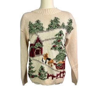 NUTCRACKER White Cotton Blend Women's Holiday Christmas Pullover Sweater Small